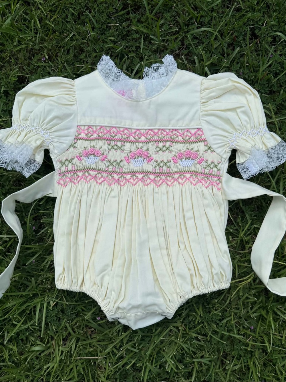 Vintage Rose Hand Smocked Bubble
